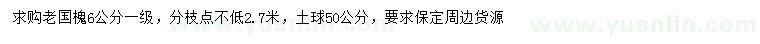求購(gòu)6公分老國(guó)槐