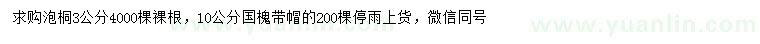 求購(gòu)3公分泡桐、10公分國(guó)槐