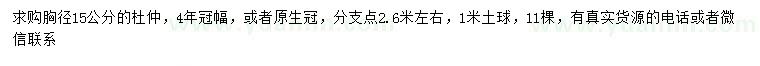 求購胸徑15公分杜仲