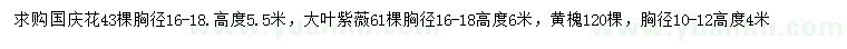 求購國慶花、大葉紫薇、黃槐