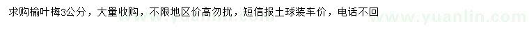 求購(gòu)3公分榆葉梅