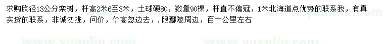 求購胸徑13公分欒樹