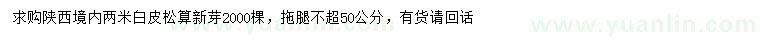 求購(gòu)2米白皮松