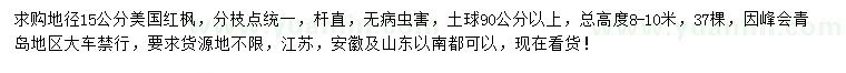 求購地徑15公分美國紅楓