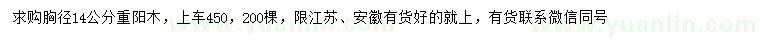 求購(gòu)胸徑14公分重陽(yáng)木
