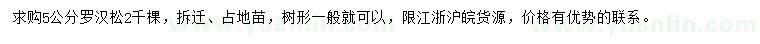 求購(gòu)5公分羅漢松