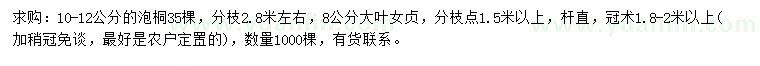 求購10-12公分泡桐
