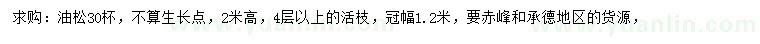 求購高2米油松
