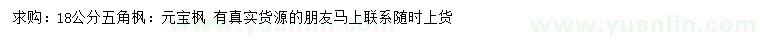 求購18公分五角楓、元寶楓
