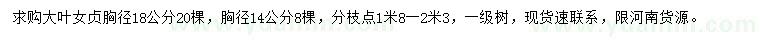 求購胸徑14、18公分大葉女貞
