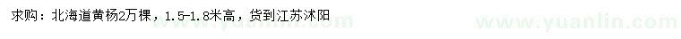 求購高1.5-1.8米北海道黃楊