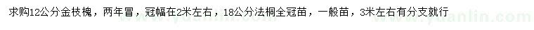 求購(gòu)12公分金枝槐