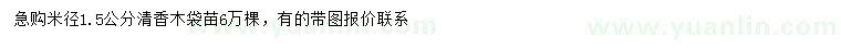 求購(gòu)米徑1.5公分清香木