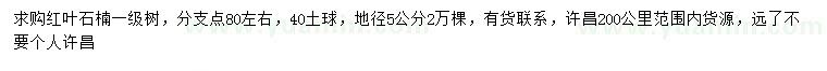 求購地徑5公分紅葉石楠
