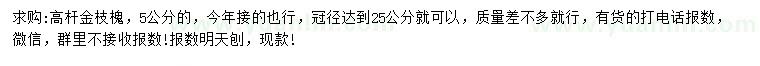 求購(gòu)5公分高桿金枝槐