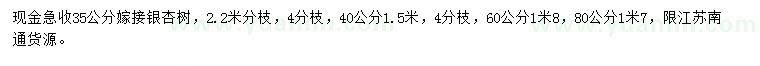 求購35、40、60、80公分嫁接銀杏