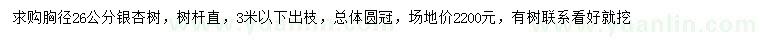 求購胸徑26公分銀杏