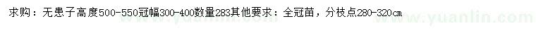 求購高500-550公分無患子		