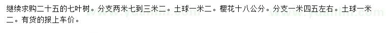求購(gòu)25公分七葉樹(shù)、18公分櫻花