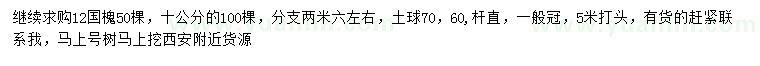 求購(gòu)10、12公分國(guó)槐