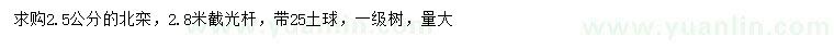 求購2.5公分北欒