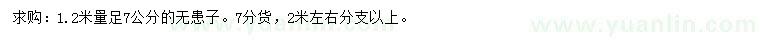 求購(gòu)1.2米量足7公分無(wú)患子