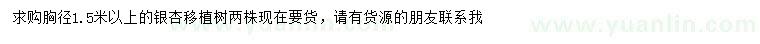 求購(gòu)胸徑1.5米以上銀杏