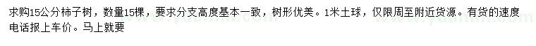 求購15公分柿子樹