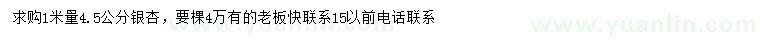 求購1米量4.5公分銀杏