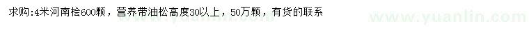 求購4米河南檜、高30公分以上油松
