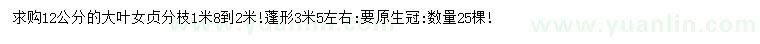 求購(gòu)12公分大葉女貞