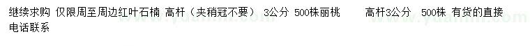 求購(gòu)2公分紅葉石楠、3公分麗桃