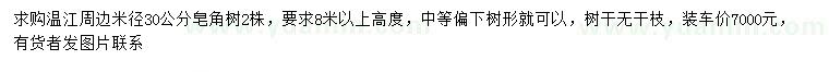 求購米徑30公分皂角樹