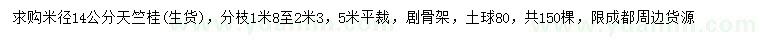 求購米徑14公分天竺桂