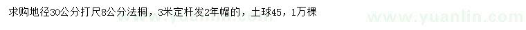 求購地徑30公分量8公分法桐