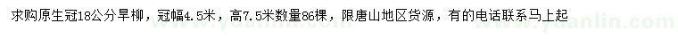 求購18公分旱柳