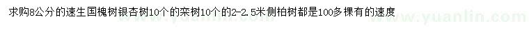 求購速生國(guó)槐、欒樹、側(cè)柏