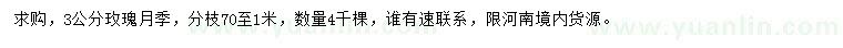 求購3公分玫瑰月季