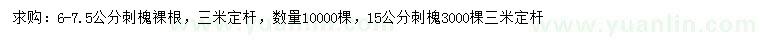 求購6-7.5、15公分刺槐