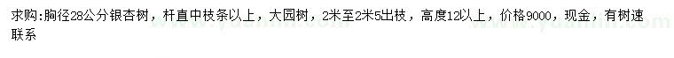 求購胸徑28公分銀杏
