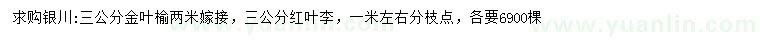 求購3公分金葉榆、紅葉李