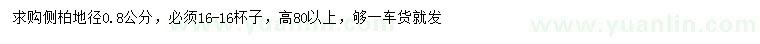求購地徑0.8公分側(cè)柏