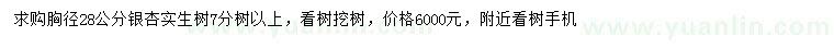 求購胸徑28公分銀杏