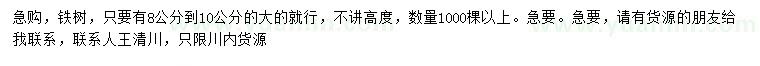 求購8-10公分鐵樹