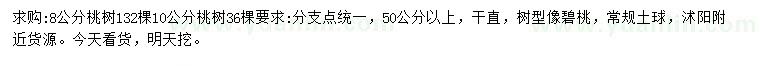 求購8、10公分桃樹