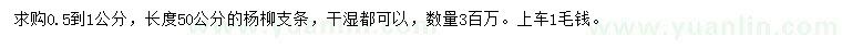 求購(gòu)0.5-1公分楊柳支條