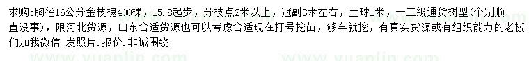 求購(gòu)胸徑16公分金枝槐