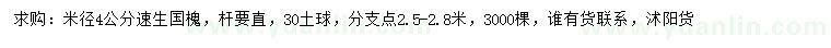 求購米徑4公分速生國槐