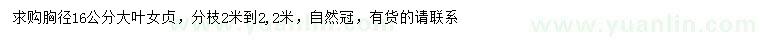求購胸徑16公分大葉女貞