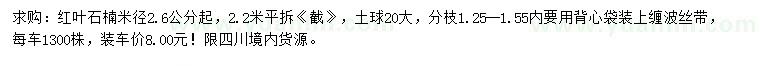 求購米徑2.6公分紅葉石楠